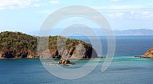 Aerial view of Peninsula Papagayo in Guanacaste Costa Rica, tropical beach paradise