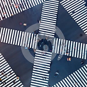 Aerial view of a big intersection in Tokyo