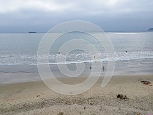 Aerial view of people enjoying the beach at Coronado Island, San Diego, California, USA