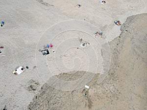Aerial view of people enjoying the beach at Coronado Island, San Diego, California, USA