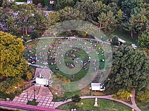 Aerial View of People Gathered in a Park