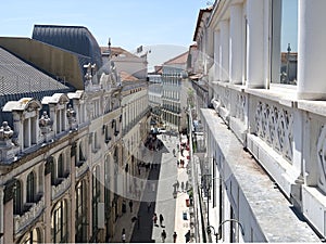 Aerial view of people shopping in Lisbon