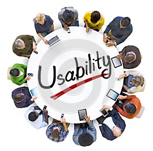 Aerial View of People and Usability Concepts