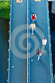 Aerial view of people walking on the walkway