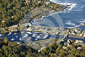 Aerial view of Perkins Cove near Portland, Maine