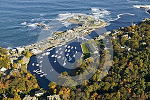 Aerial view of Perkins Cove near Portland, Maine photo