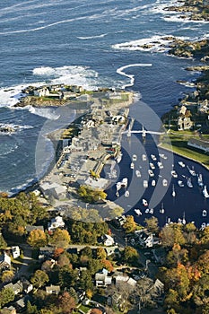 Aerial view of Perkins Cove near Portland, Maine photo