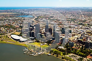 Aerial view of Perth city skyline, Western Australia