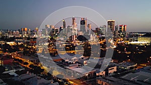 Aerial view of Perth skyline at night