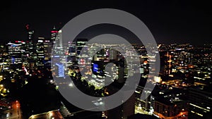 Aerial view of Perth skyline at night