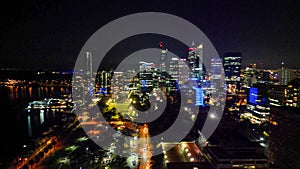 Aerial view of Perth skyline at night