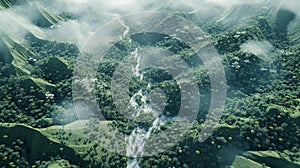 Aerial view of Peru's rainforest and the Amazon rain forest jungle