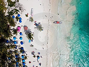 Aerial view of Pescadores beach in Tulum Mexico