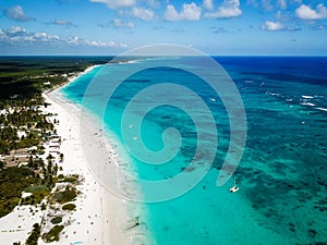 Aerial view of Pescadores beach in Tulum Mexico photo