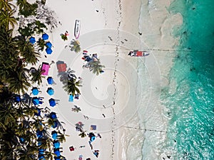 Aerial view of Pescadores beach in Tulum Mexico photo
