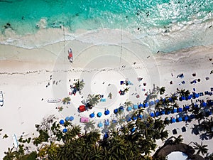 Aerial view of Pescadores beach in Tulum Mexico photo