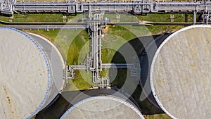 Aerial view of petrochemical industry storage tank, Industrial oil and gas tanks