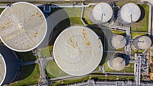 Aerial view of petrochemical industry storage tank, Industrial oil and gas tanks