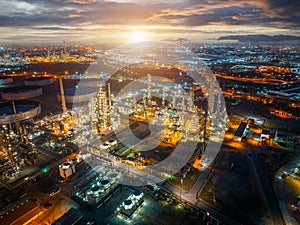 Aerial view of the petrochemical, oil and gas industry.