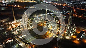 Aerial view of the petrochemical, oil and gas industry.