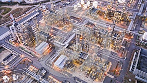 Aerial view petrochemical plant and oil refinery plant background