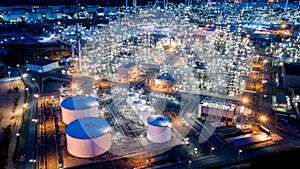 Aerial view petrochemical plant and oil refinery plant background