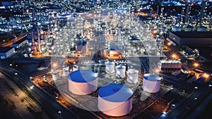 Aerial view petrochemical plant and oil refinery plant background