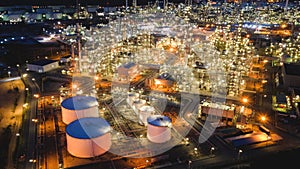 Aerial view petrochemical plant and oil refinery plant background