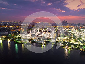 Aerial view of Petroleum`s oil refinery in industrial engineerin