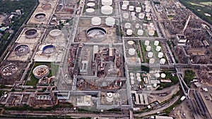 Aerial view of Petroleum`s oil refinery in industrial engineerin