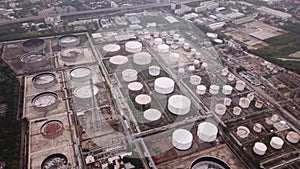 Aerial view of Petroleum`s oil refinery in industrial engineerin