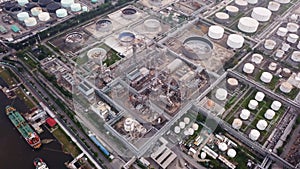 Aerial view of Petroleum`s oil refinery in industrial engineerin