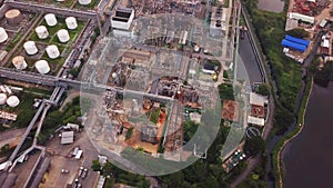 Aerial view of Petroleum`s oil refinery in industrial engineerin