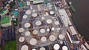 Aerial view of Petroleum`s oil refinery in industrial engineerin