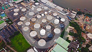 Aerial view of Petroleum`s oil refinery in industrial engineerin