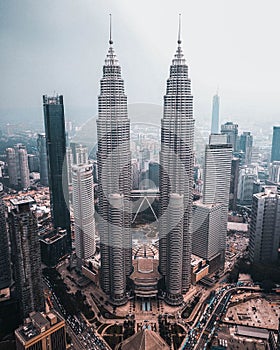 Aerial view of Petronas Twin Towers