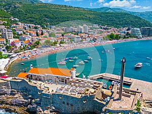 Aerial view of Petrovac in Montenegro