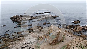 Aerial view of PeÃ±ablanca island and Punta de PeÃ±ablanca in Chile