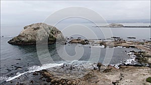 Aerial view of PeÃ±ablanca island and Punta de PeÃ±ablanca in Chile