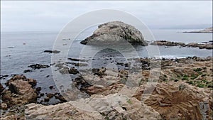 Aerial view of PeÃ±ablanca island and Punta de PeÃ±ablanca in Chile