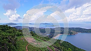 Aerial view of Phahindum viewpoint. amazing mountain nature view in phuket thailand