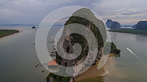 Aerial view Phang Nga Bay Marine National Park protected and of international ecological significance wetlands forestation