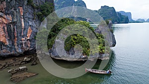 Aerial view Phang Nga Bay Marine National Park protected and of international ecological significance wetlands forestation