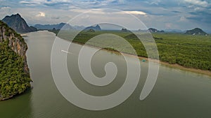 Aerial view Phang Nga Bay Marine National Park protected and of international ecological significance wetlands forestation