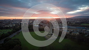 Aerial view. Phoenix park and Wellington Monument. Dublin. Ireland