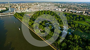 Aerial View Photo of London River and Battersea Park Chelsea Bridge