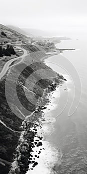 Aerial View Photography Of California Coast: Quiet Contemplation And Romanticized Realism