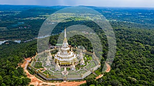 Aerial view Phra Maha Chedi Chai Mongkol or Phanamtip temple, Roi Et, Thailand