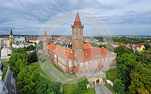 Aerial view of  Piast Castle in Legnica, Poland