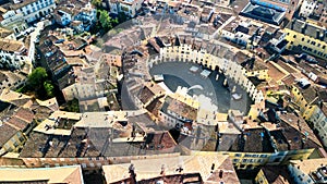 Aerial view of Piazza Anfiteatro in Lucca, Tuscany - Italy